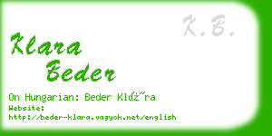 klara beder business card